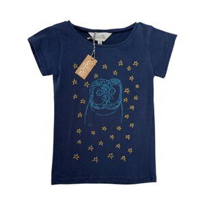 ATELIER BARN - OWL TS - 100% COTTON - BLUE/YELLOW - 6Y UNISEX - NWT